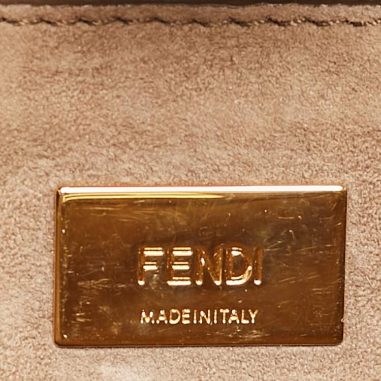 مملوكة مسبقًا Fendi Beige/Black Python Mini Peekaboo Top Handle Bag