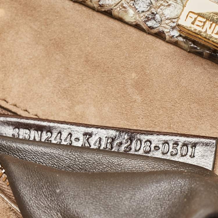 مملوكة مسبقًا Fendi Beige/Black Python Mini Peekaboo Top Handle Bag