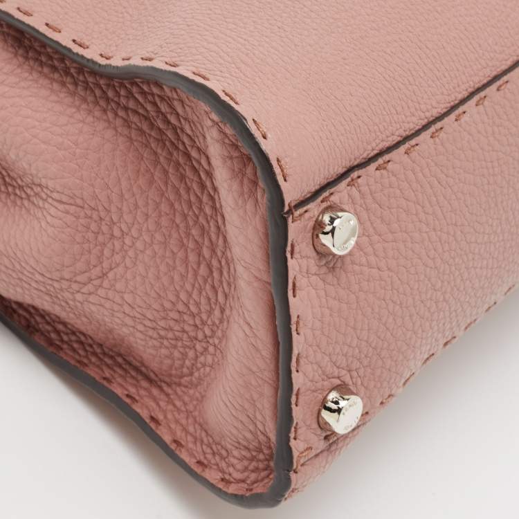 Pre Owned Fendi Old Rose Leather Medium Peekaboo Top Handle Bag