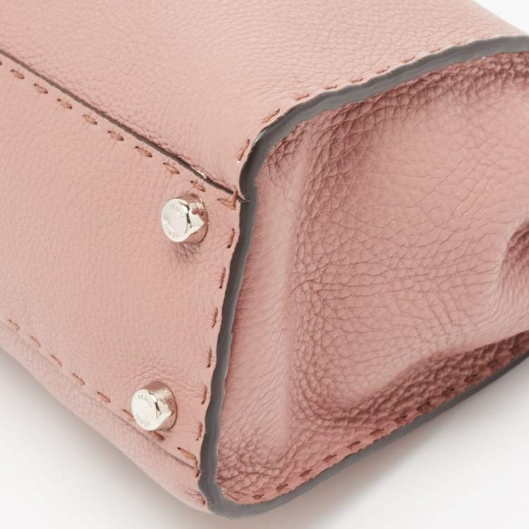 Pre Owned Fendi Old Rose Leather Medium Peekaboo Top Handle Bag