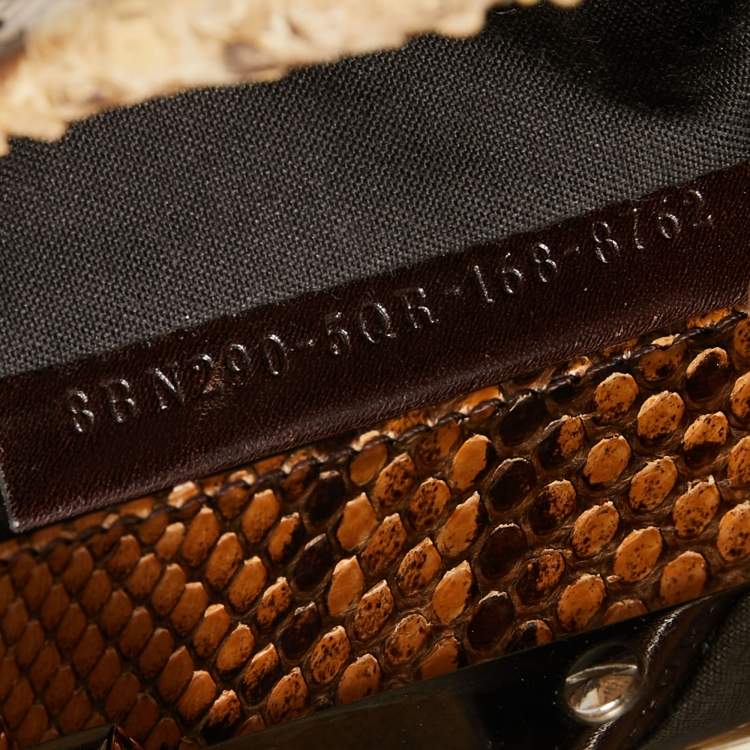 Pre Owned Fendi Beige/Black Python Medium Peekaboo Top Handle Bag