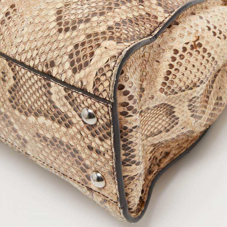 Pre Owned Fendi Beige/Black Python Medium Peekaboo Top Handle Bag