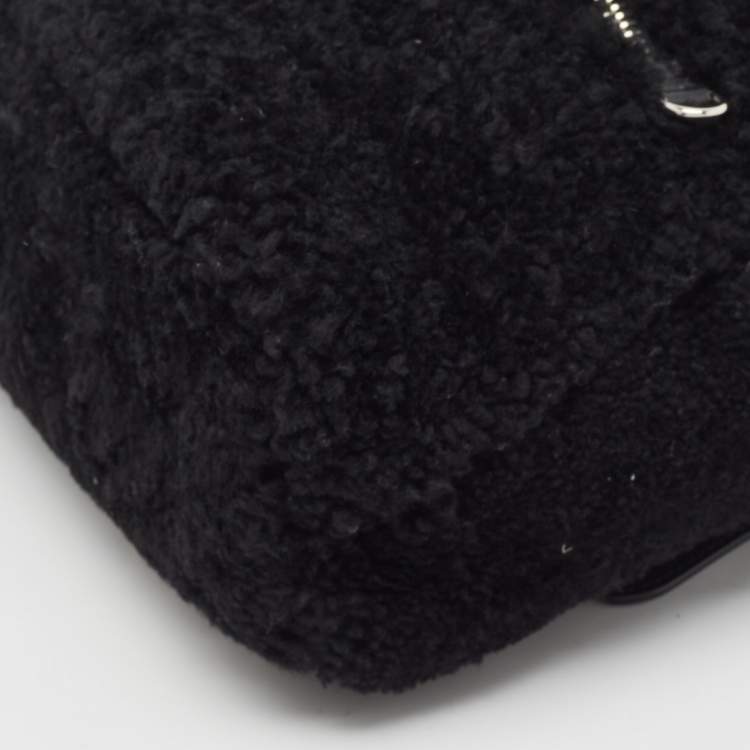 Pre Owned Fendi Black Shearling and Leather Monster Backpack