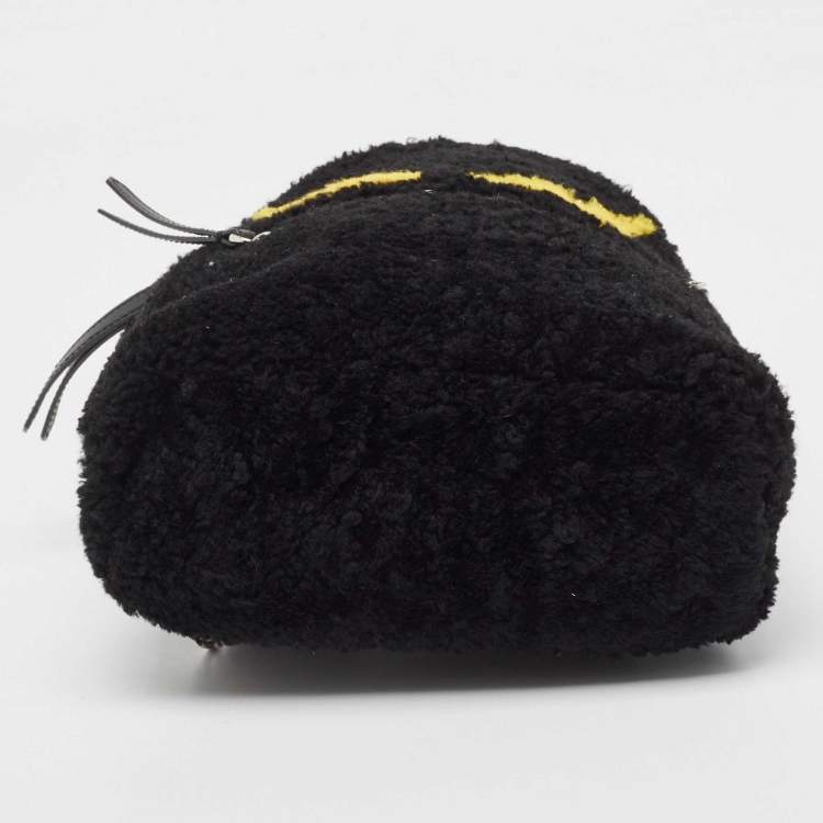Pre Owned Fendi Black Shearling and Leather Monster Backpack