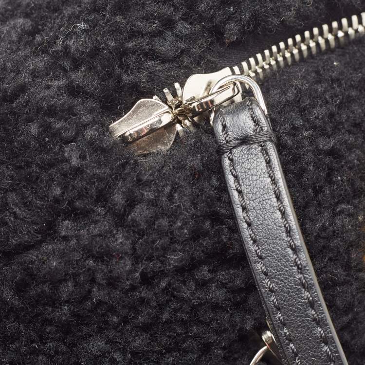 Pre Owned Fendi Black Shearling and Leather Monster Backpack