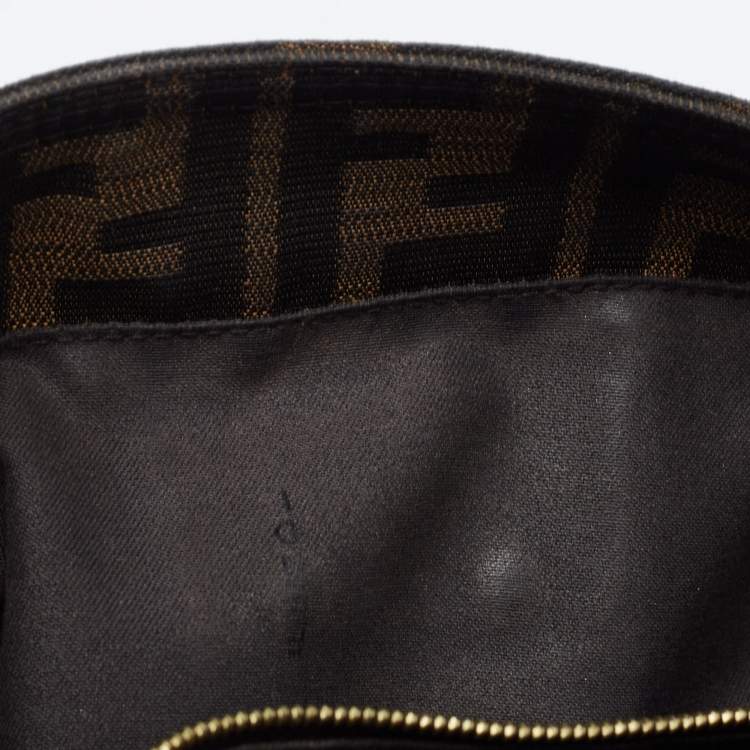 Pre Owned Fendi Tobacco Zucca Canvas and Leather Maxi Baguette Flap Shoulder Bag