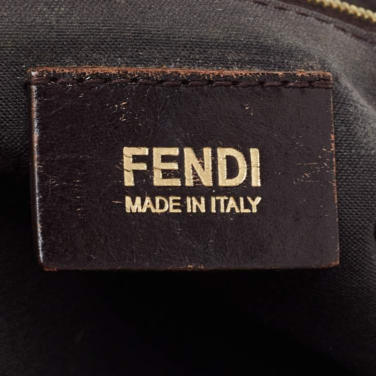 Pre Owned Fendi Tobacco Zucca Canvas and Leather Maxi Baguette Flap Shoulder Bag
