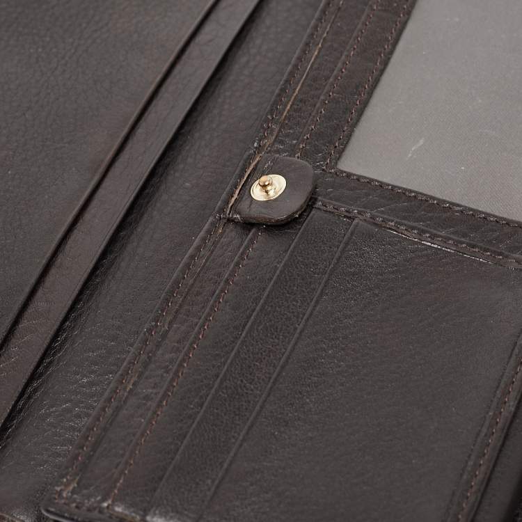Pre Owned Fendi Tobacco Zucca Canvas and Leather FF Flap Continental Wallet