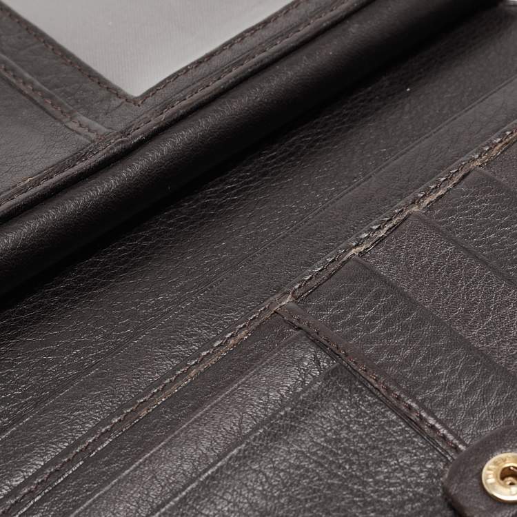 Pre Owned Fendi Tobacco Zucca Canvas and Leather FF Flap Continental Wallet