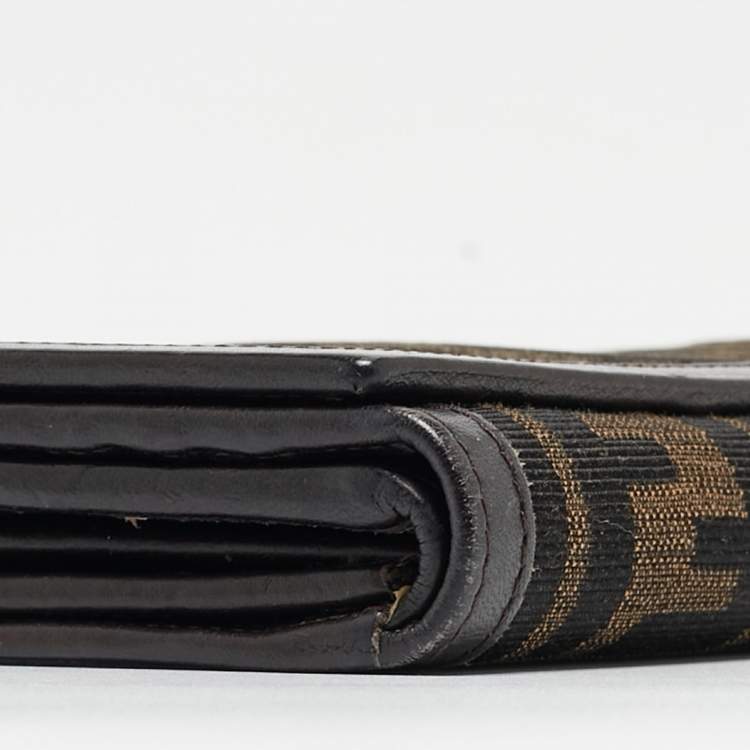 Pre Owned Fendi Tobacco Zucca Canvas and Leather FF Flap Continental Wallet