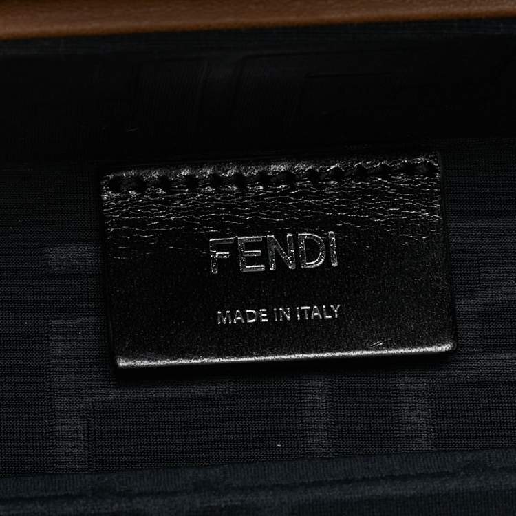 Pre Owned Fendi Brown Zucca Canvas and Leather Medium Trunk Baguette 