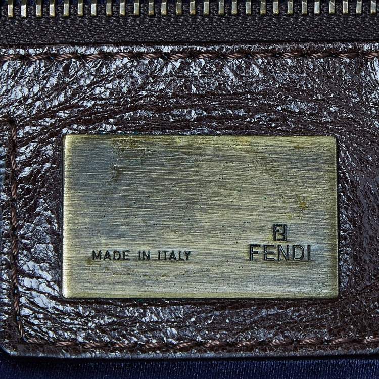 Pre Owned Fendi Brown Suede and Leather Front Pocket Hobo