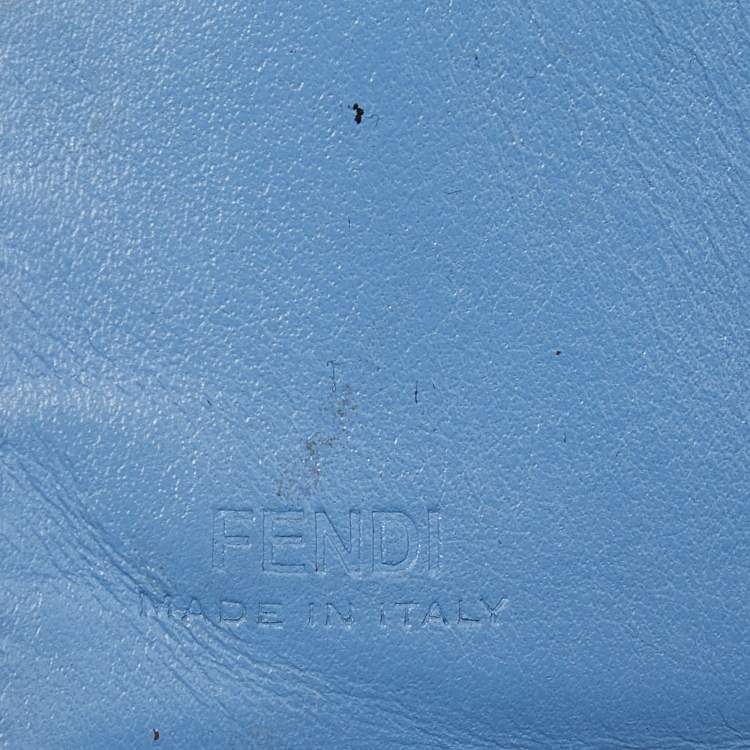 Pre Owned Fendi Grey Leather Trifold Compact Wallet