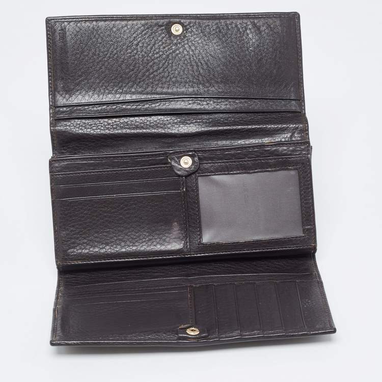 Pre Owned Fendi Dark Brown/Tobacco Zucca Canvas and Leather Trifold Continental Wallet