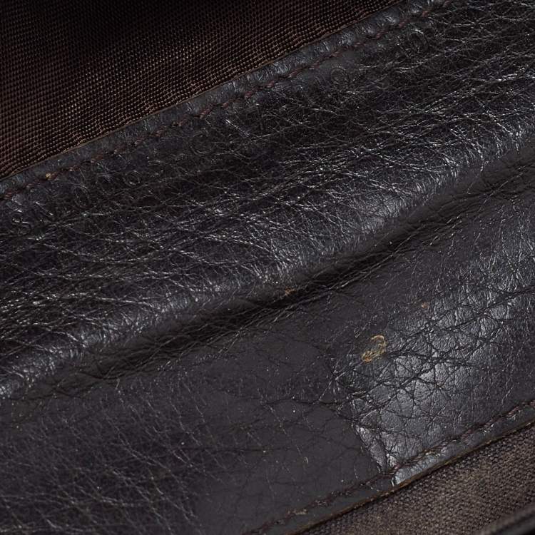 Pre Owned Fendi Dark Brown/Tobacco Zucca Canvas and Leather Trifold Continental Wallet