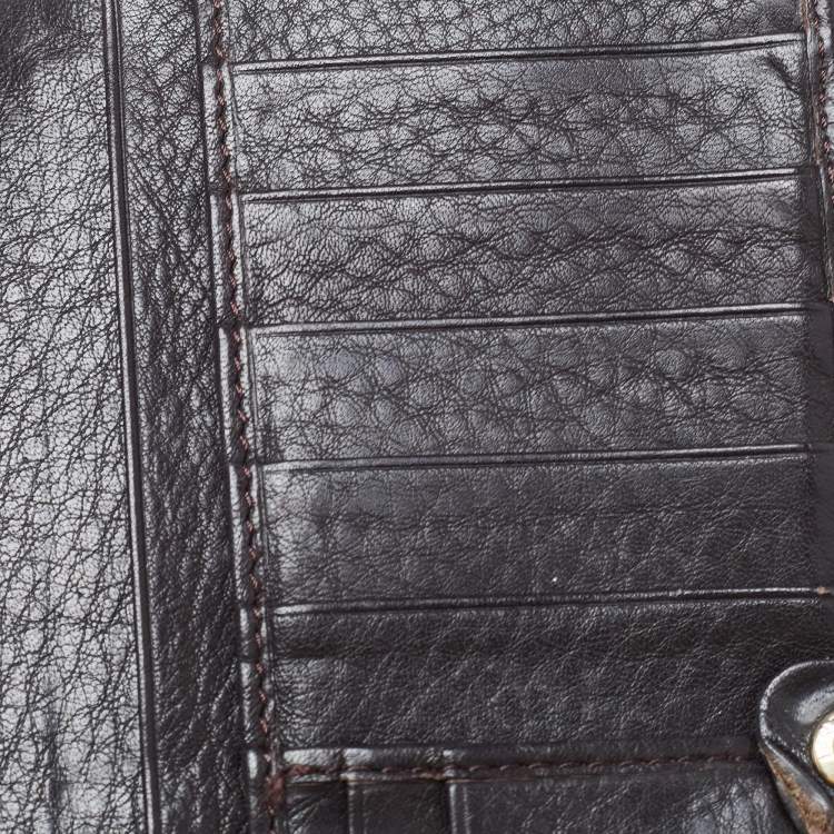 Pre Owned Fendi Dark Brown/Tobacco Zucca Canvas and Leather Trifold Continental Wallet