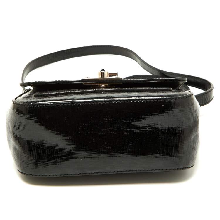 Pre Owned Fendi Black Patent Leather Mini Borsa Top Handle Bag