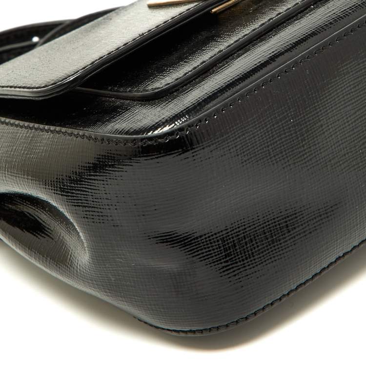 Pre Owned Fendi Black Patent Leather Mini Borsa Top Handle Bag
