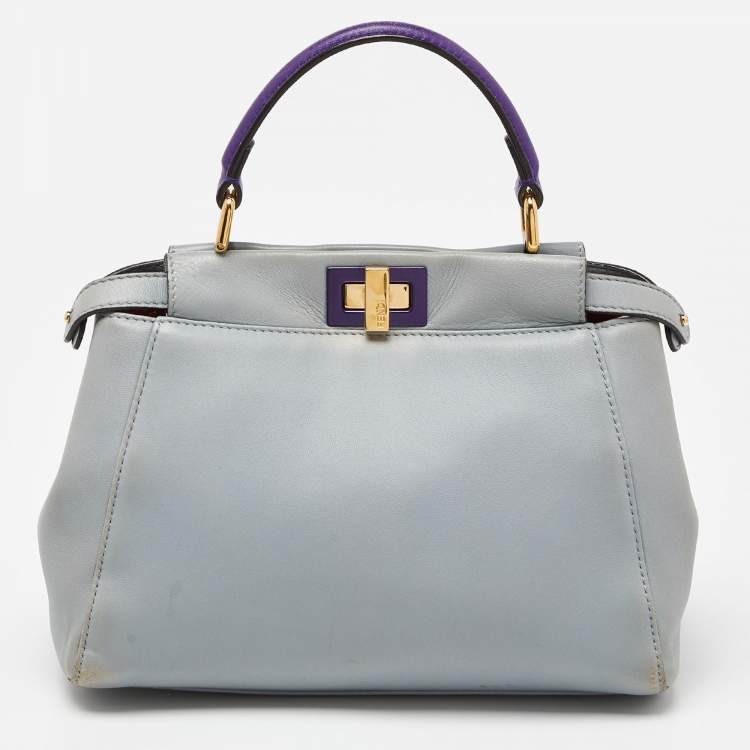 مملوكة مسبقًا Fendi Blue/Purple Leather Mini Peekaboo Top Handle Bag