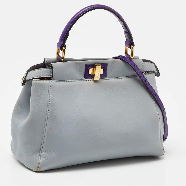 مملوكة مسبقًا Fendi Blue/Purple Leather Mini Peekaboo Top Handle Bag