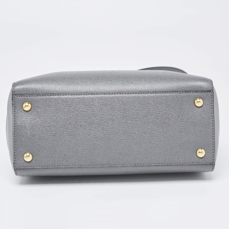 Pre Owned Fendi Grey Leather Mini 2Jours Tote