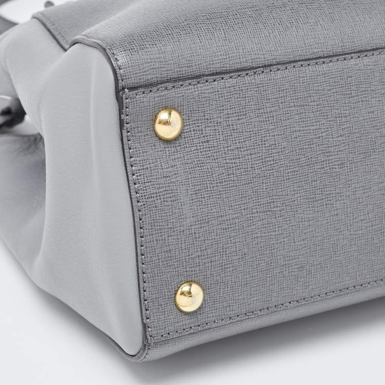 Pre Owned Fendi Grey Leather Mini 2Jours Tote