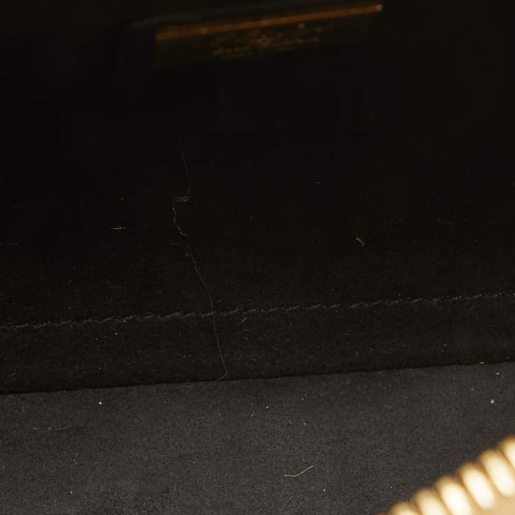Pre Owned Fendi Gold/Black Leather Small Gold Edition Dotcom Click Top Handle Bag
