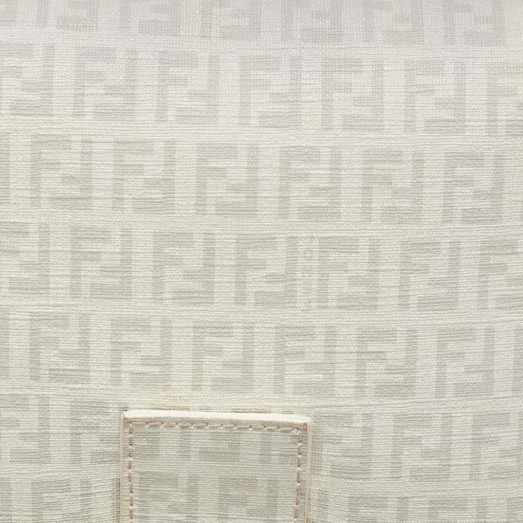 Pre Owned Fendi Off White Zucchino Coated Canvas Mama Forever Shoulder Bag
