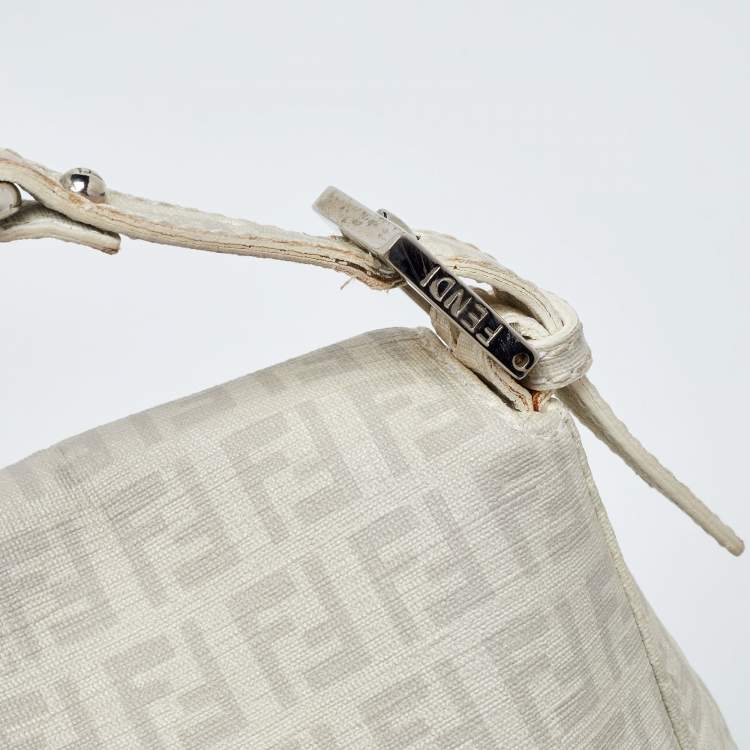 Pre Owned Fendi Off White Zucchino Coated Canvas Mama Forever Shoulder Bag
