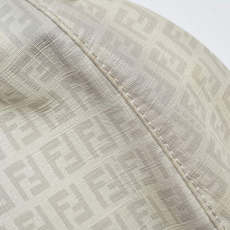 Pre Owned Fendi Off White Zucchino Coated Canvas Mama Forever Shoulder Bag