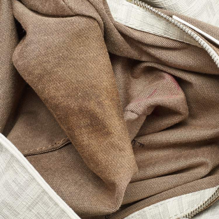 Pre Owned Fendi Off White Zucchino Coated Canvas Mama Forever Shoulder Bag