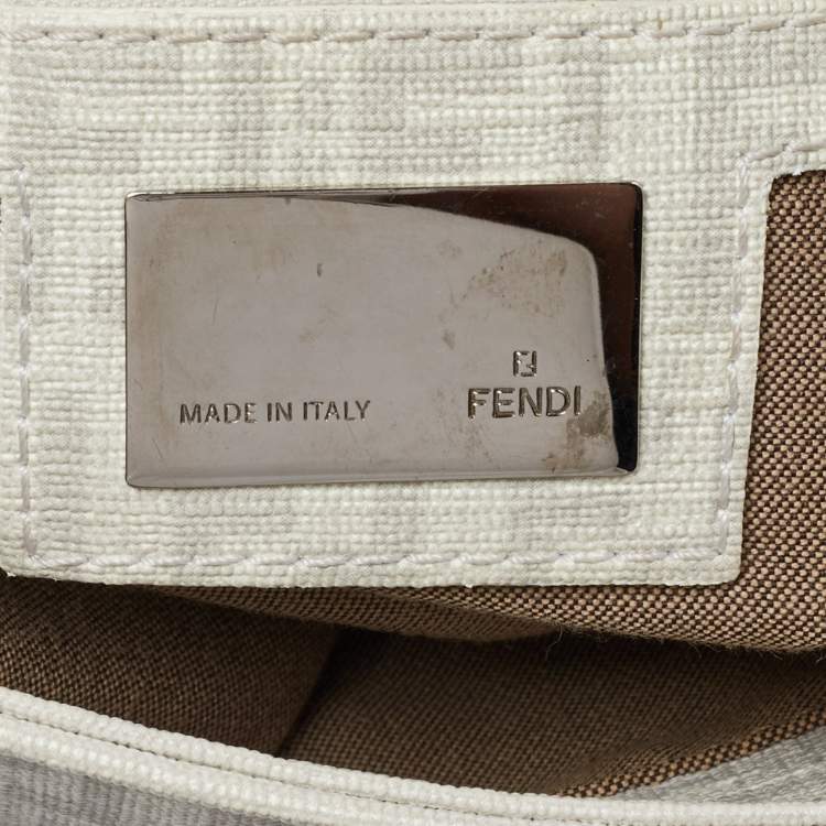 Pre Owned Fendi Off White Zucchino Coated Canvas Mama Forever Shoulder Bag