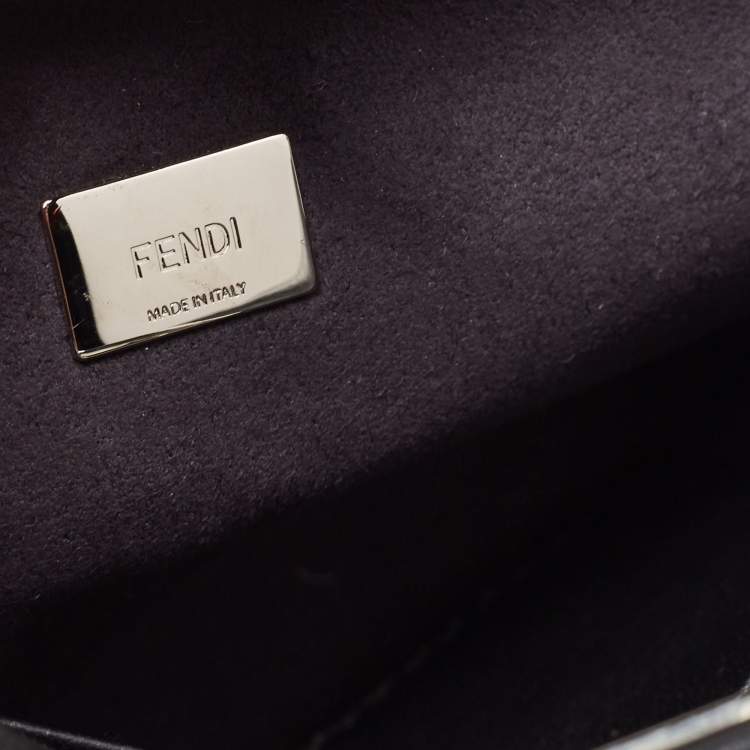 Pre Owned Fendi Black Leather Micro Crystal Embellished Peekaboo Crossbody Bag