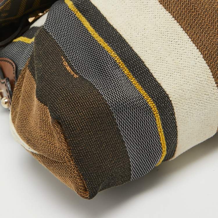 Pre Owned Fendi Multicolor Striped Fabric and Leather Limited Edition Chef Flap Bag