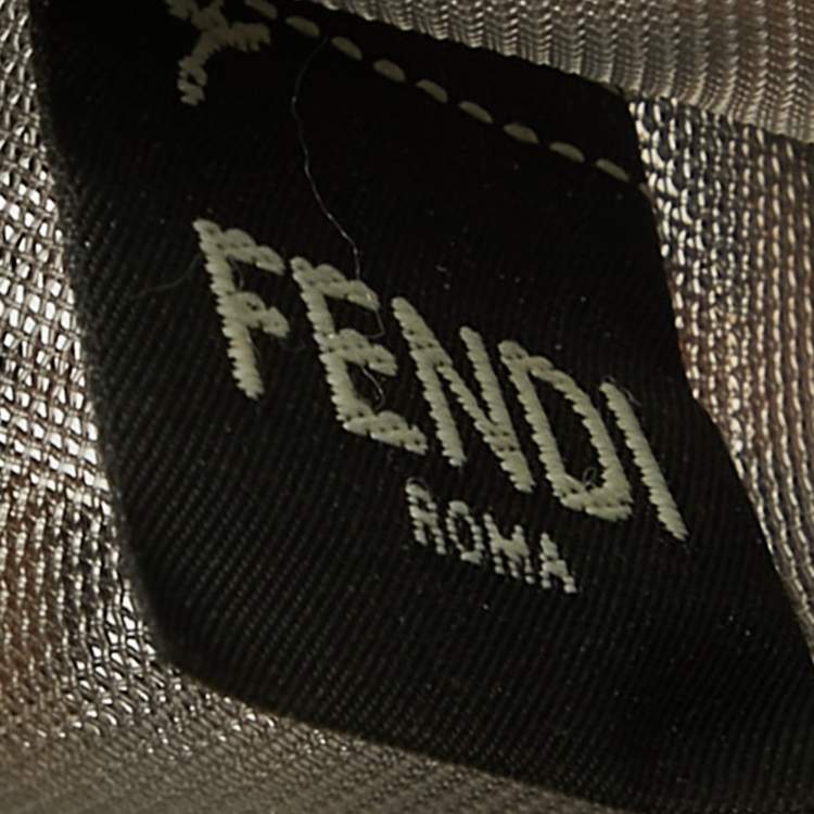 Pre Owned Fendi Black/Brown FF Mesh and Leather Kan I Shoulder Bag