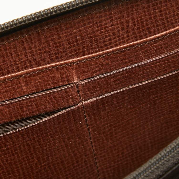 Pre Owned Fendi Tobacco Zucca Coated Canvas Zip Around Wallet