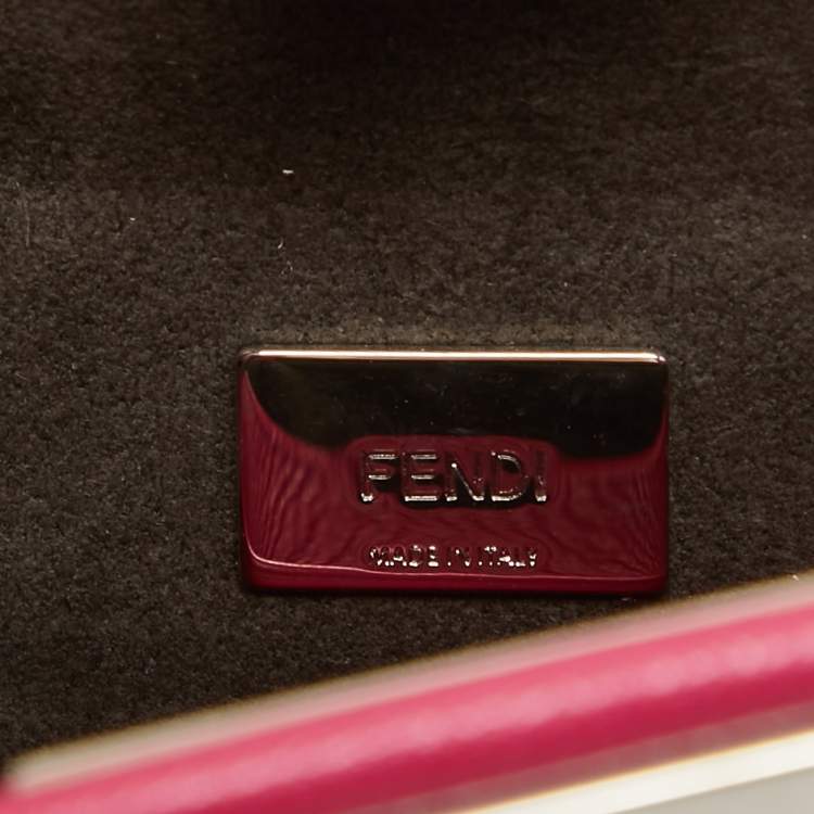 Pre Owned Fendi Fuchsia Leather Micro Peekaboo Crossbody Bag