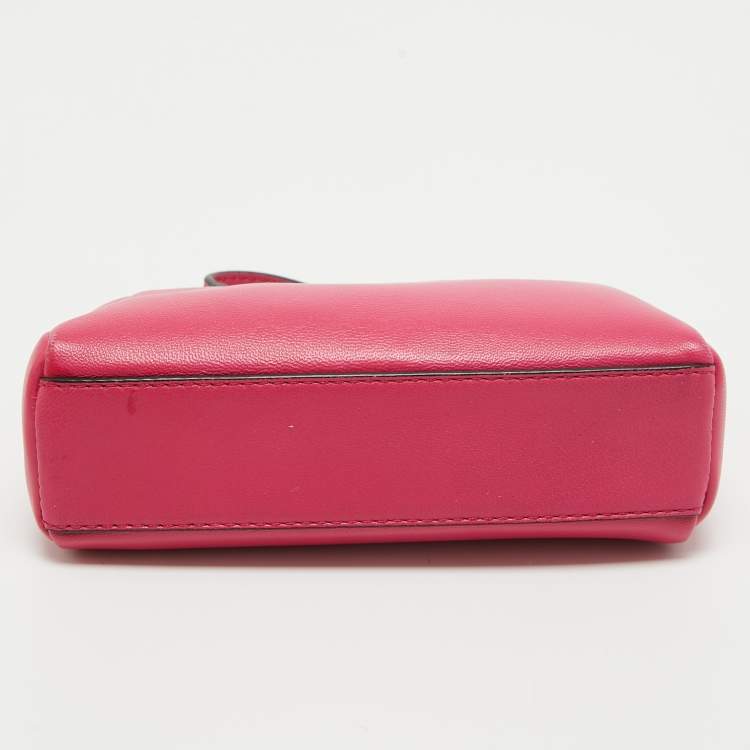 Pre Owned Fendi Fuchsia Leather Micro Peekaboo Crossbody Bag