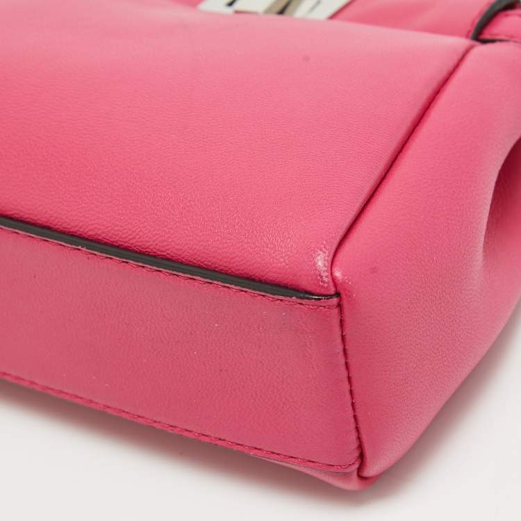 Pre Owned Fendi Fuchsia Leather Micro Peekaboo Crossbody Bag