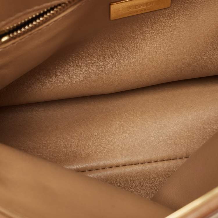 مملوكة مسبقًا Fendi Beige Ostrich Leather Mini Peekaboo Top Handle Bag