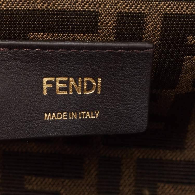 Pre Owned Fendi Beige/White Woven Leather Small First Shoulder Bag