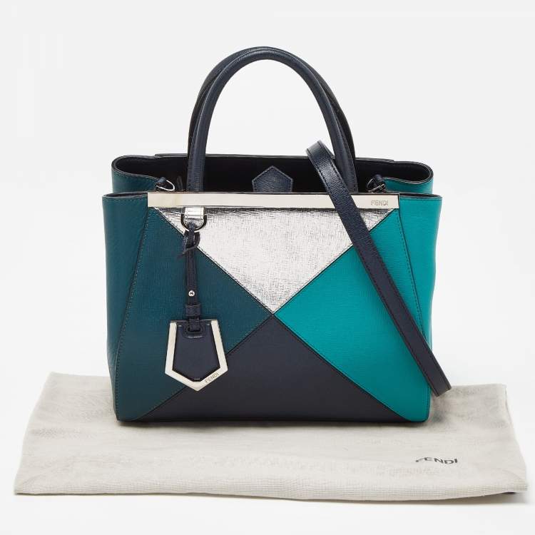 Pre Owned Fendi Multicolor Leather Mini Geometric 2jours Tote