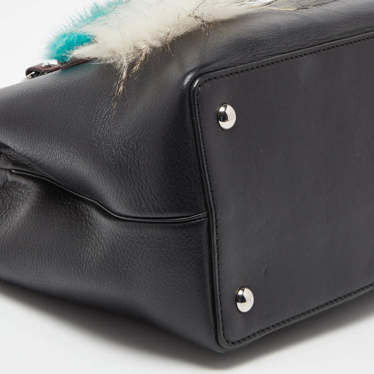 Pre Owned Fendi Black Leather Mini Monster Eye 2Jours Tote 