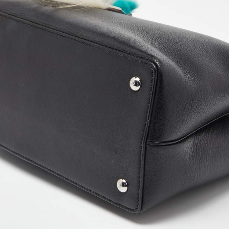 Pre Owned Fendi Black Leather Mini Monster Eye 2Jours Tote 