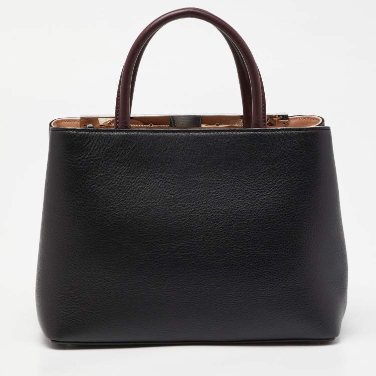 Pre Owned Fendi Black Leather Mini Monster Eye 2Jours Tote 