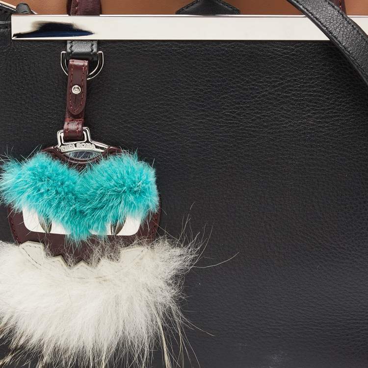 Pre Owned Fendi Black Leather Mini Monster Eye 2Jours Tote 