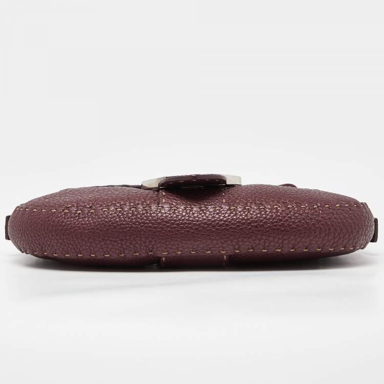 Pre Owned Fendi Burgundy Selleria Leather Baguette Bag