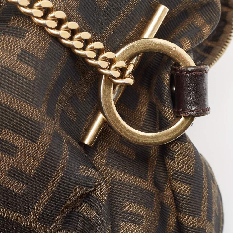 Pre Owned Fendi Tobacco Zucca Canvas and Leather Chef Chain Hobo