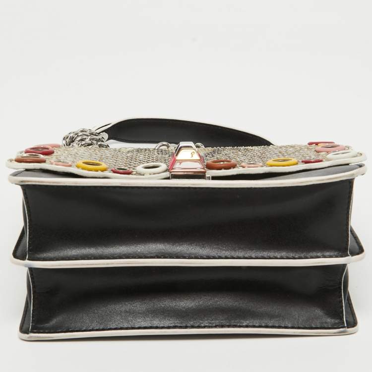 Pre Owned Fendi Multicolor Leather and Python Small Scalloped Kan I Shoulder Bag