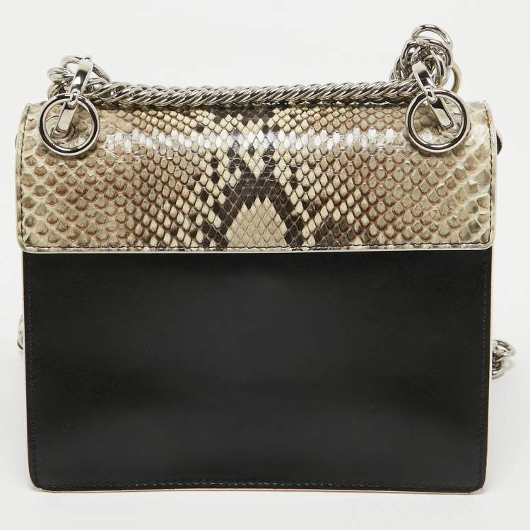 Pre Owned Fendi Multicolor Leather and Python Small Scalloped Kan I Shoulder Bag